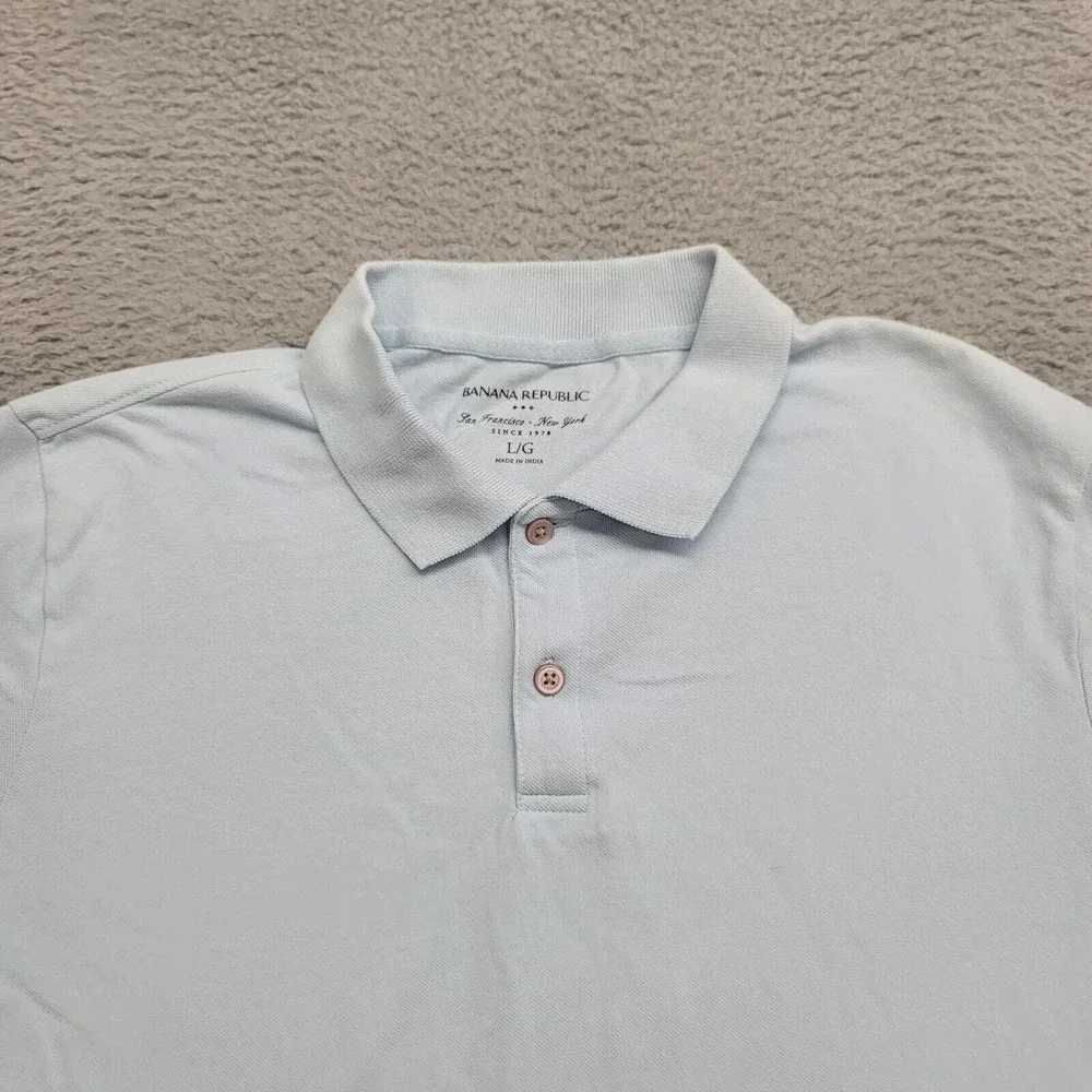 Banana Republic Shirt Mens Large‎ Blue Short Sleeve Pocket Classic Preppy Polo